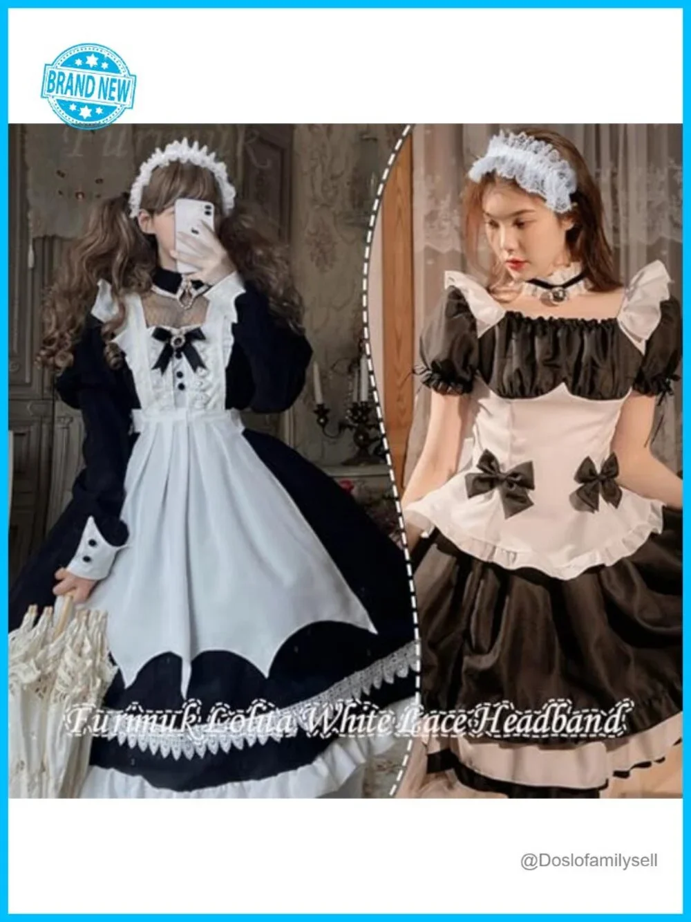 White Lace Headband Gothic Cosplay Hair Accessory Maid Costume